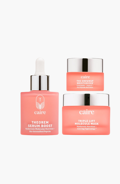 Caire Beauty 30 Day Trio Theorem Serum Boost, Mask, And Grown Up Moisturizer Set In Coral