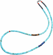 Nialaya Turquoise Tiger Eye Lapis Heishi Necklace