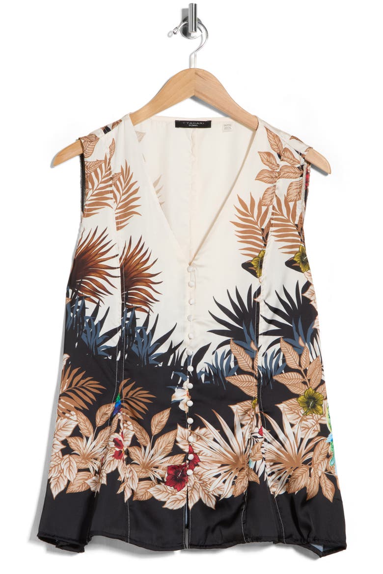 Tropical Print Sleeveless Top, Alternate, color, JUNGLE BIRD PRINT