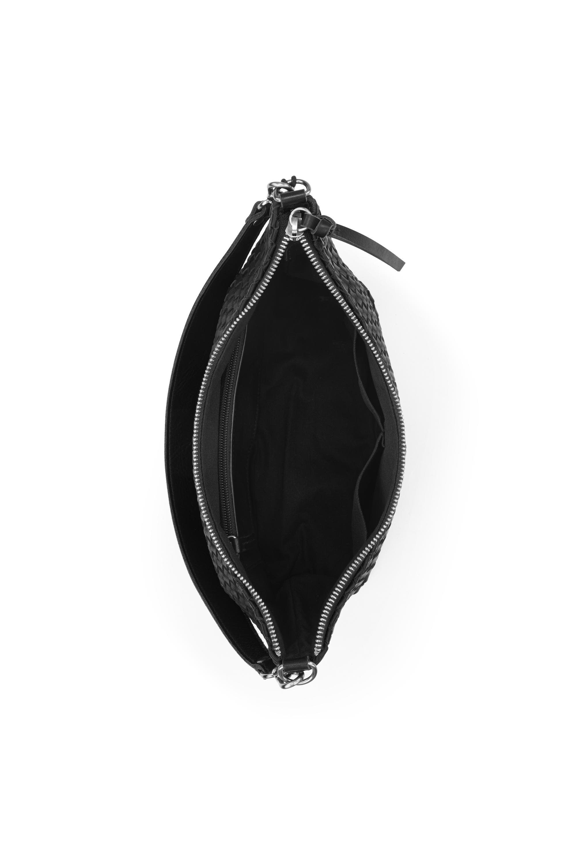 The Sak Juniper Small Hobo Leather Bag, Alternate, color, Woven Black