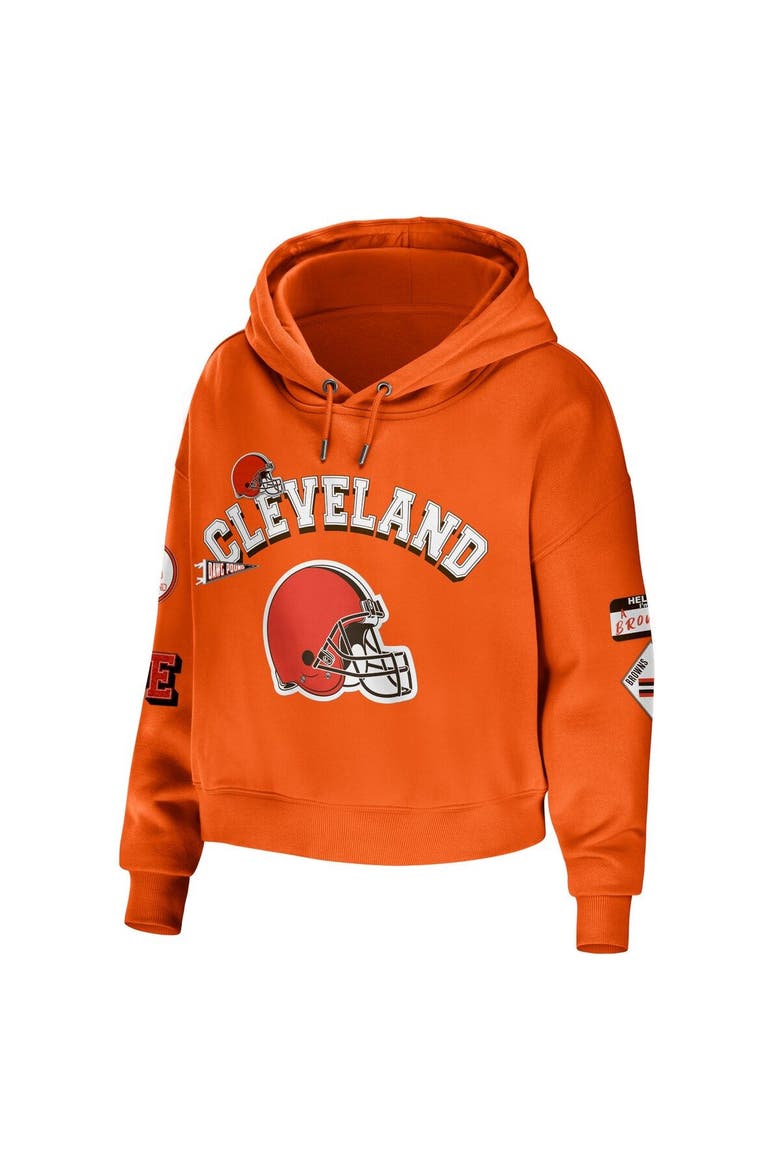 Women's WEAR by Erin Andrews Orange Cleveland Browns Modest Cropped Pullover Hoodie, Alternate, color, Orange