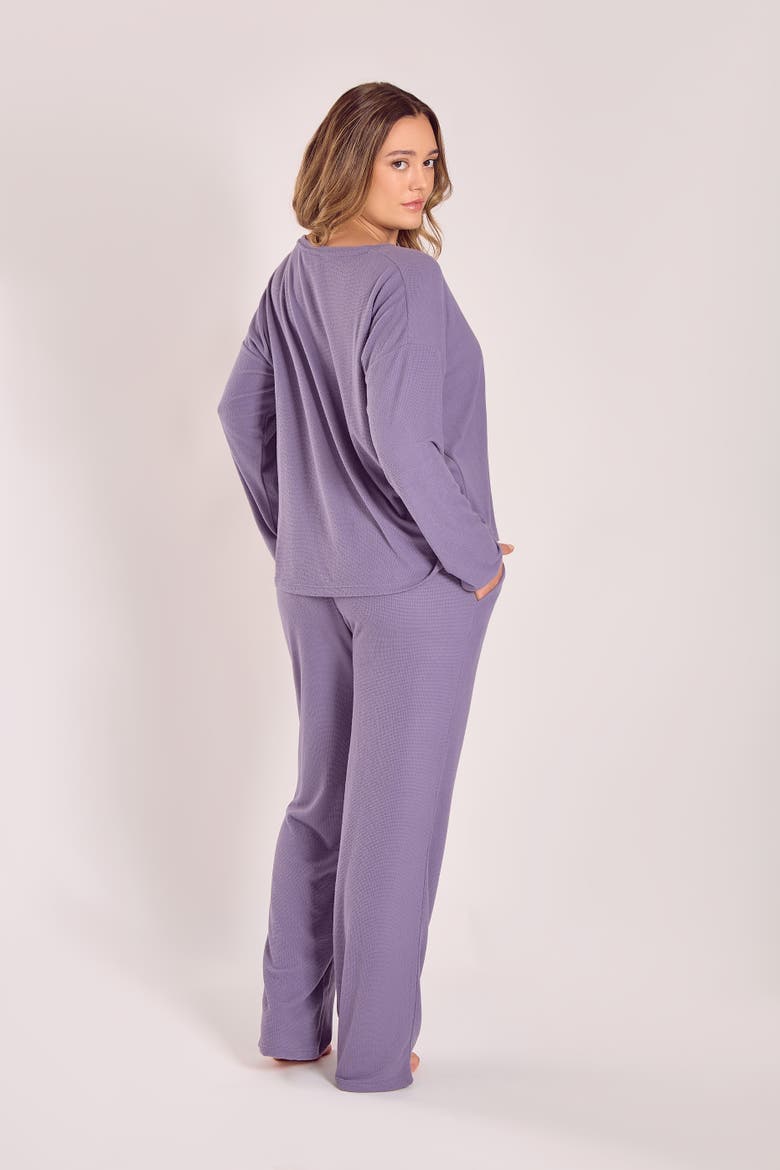 Waffle Knit Sleep Set with Drawstring Pants, Alternate, color, Orchid