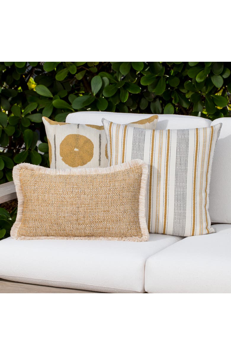 Elaine Smith Golden Hour Textured Fringed Indoor & Outdoor Woven Accent Pillow, Alternate, color, Fringed