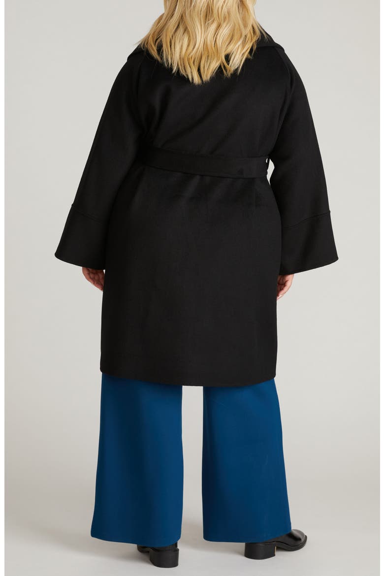 Asha Roll Collar Wool Blend Wrap Coat, Alternate, color, BLACK