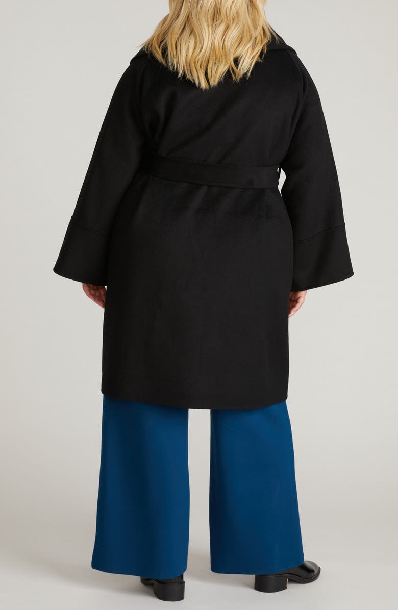 Universal Standard Asha Roll Collar Wool Blend Wrap Coat, Alternate, color, Black