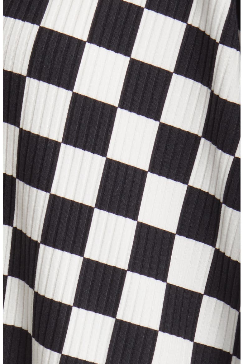 Lex Ribbed Oversize T-Shirt & High Waist Crop Pants Set, Alternate, color, BLACK / WHITE CHECK