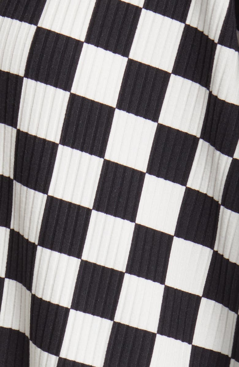 Dressed in Lala Lex Ribbed Oversize T-Shirt & High Waist Crop Pants Set, Alternate, color, Black / White Check