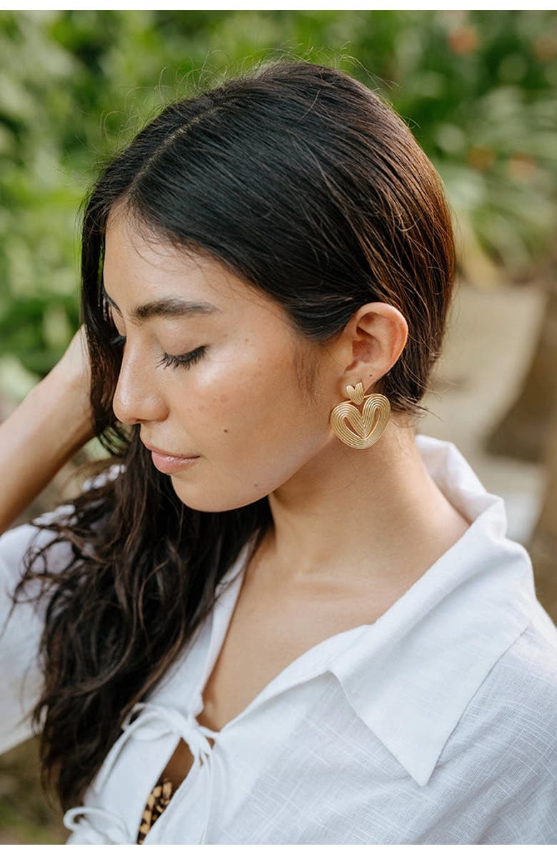 Noonday Collection Golden Palmier Earrings, Alternate, color, Gold