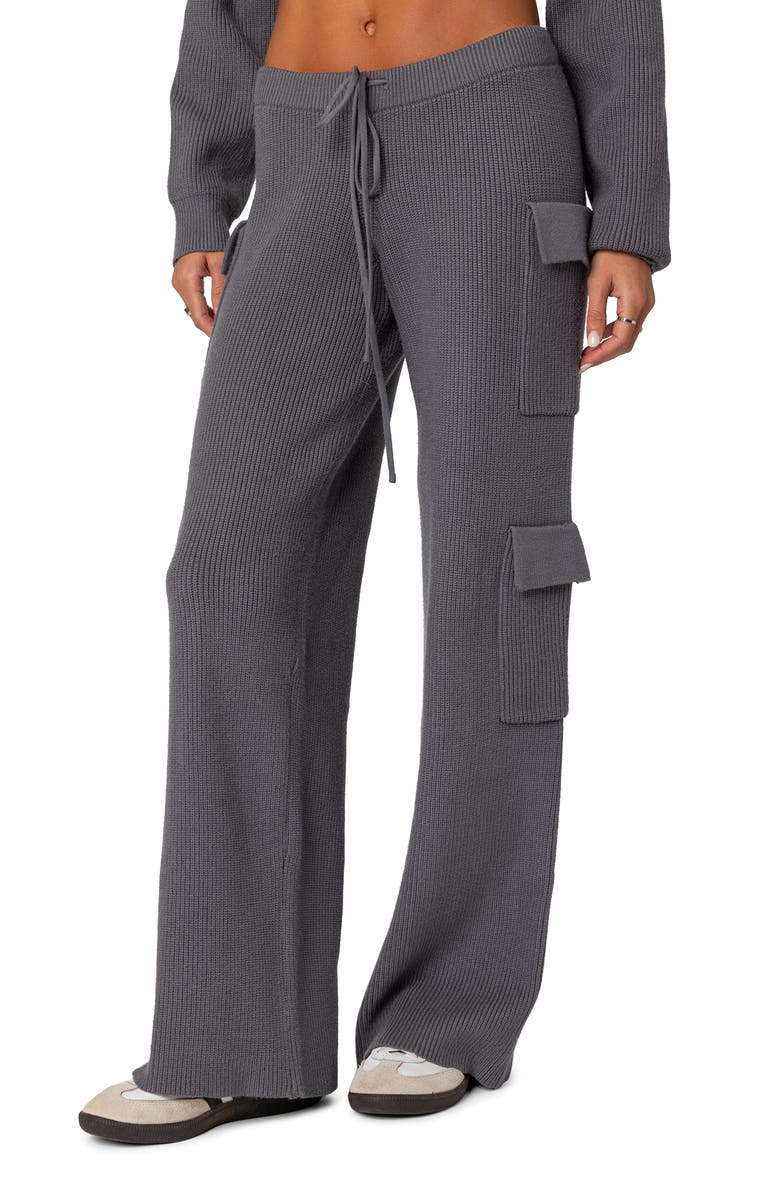 EDIKTED Wynter Drawstring Cargo Sweater Pants, Alternate, color, Gray