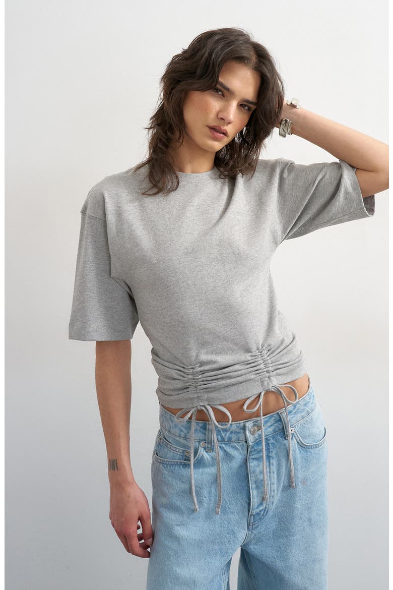 Drawcord Detail Crop Top, Main, color, GREY
