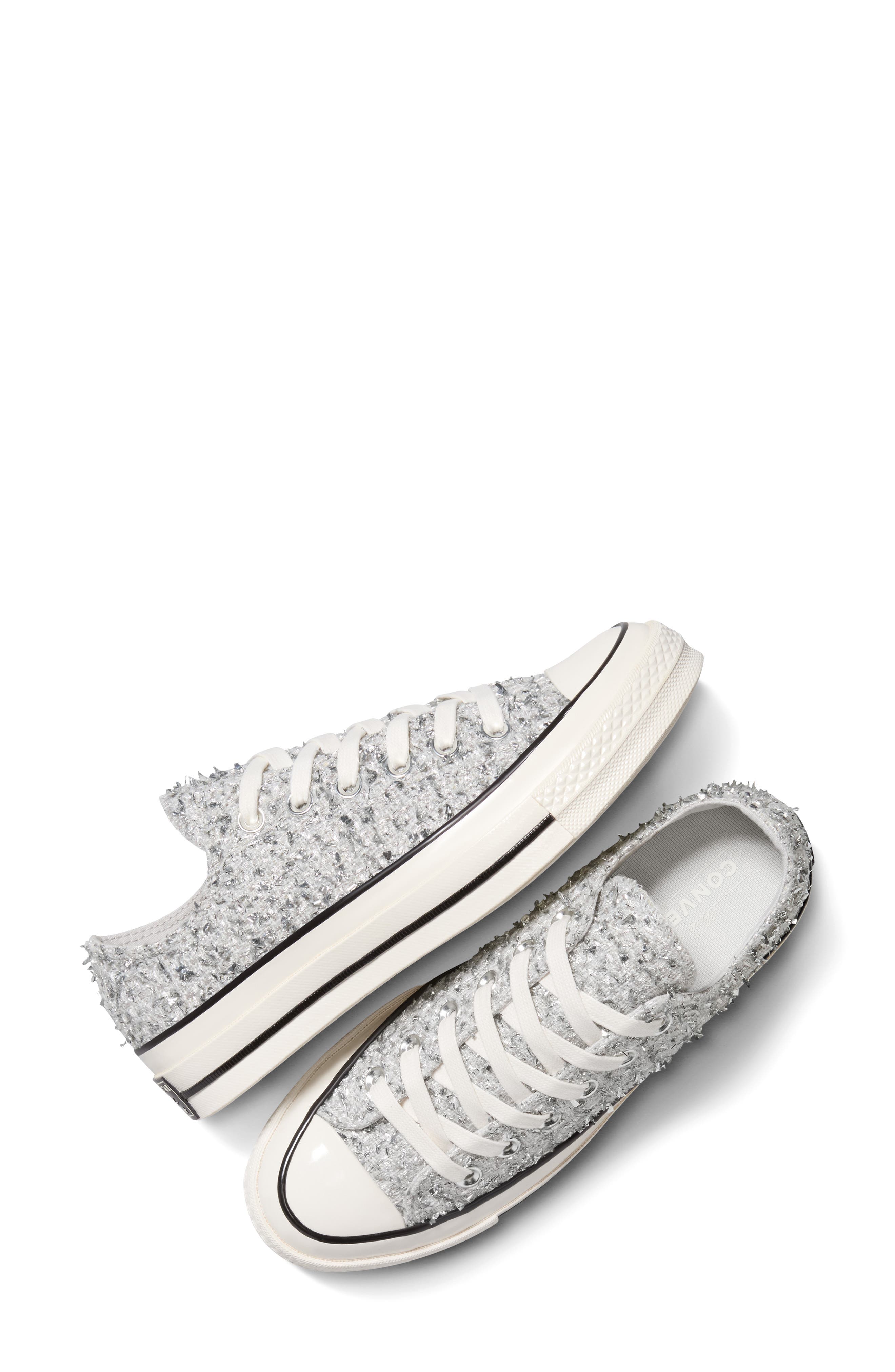 Converse Gender Inclusive Chuck 70 Metallic Tweed Oxford Sneaker, Alternate, color, Barely Grey/ Egret/ Black