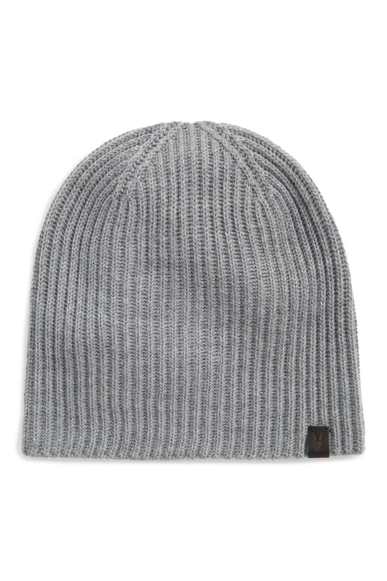 Merino Wool Ribbed Beanie, Main, color, GREY MARL