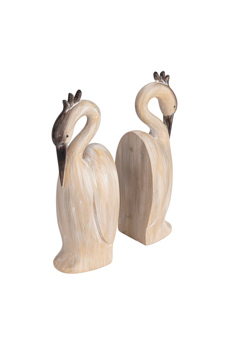 Resin Heron Bookends, Cream, Main, color, Cream