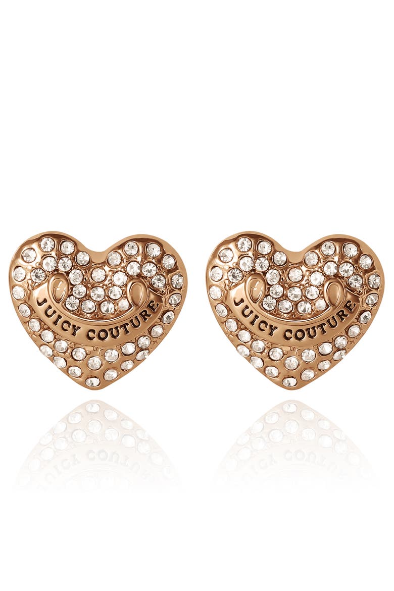 Heart Crystal Stud Earrings, Gold-Tone with Crystals, Main, color, Gold