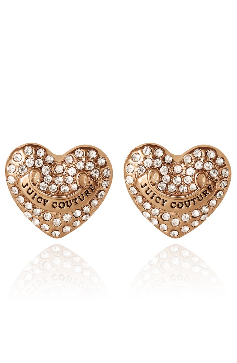Juicy Couture Heart Crystal Stud Earrings, Gold-Tone with Crystals, Main, color, Gold