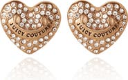 Juicy Couture Heart Crystal Stud Earrings, Gold-Tone with Crystals