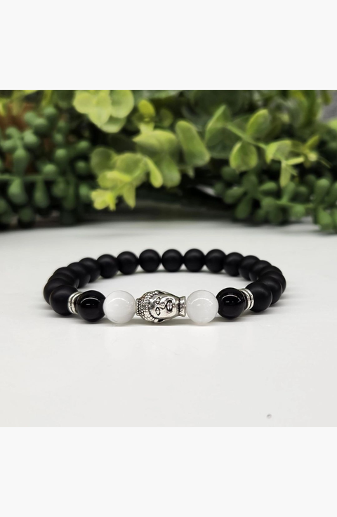 Buddha Obsidian Beaded Bracelet
