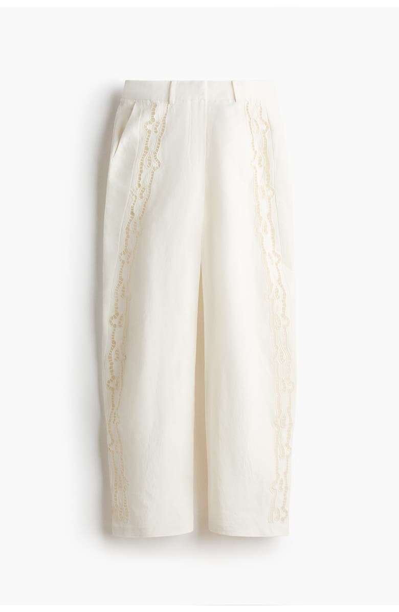 H&M Linen-blend Barrel Trousers, Main, color, Ivory