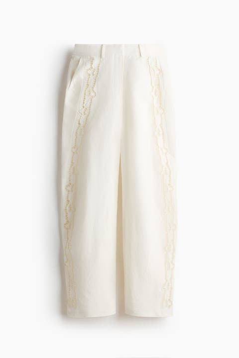 Linen-blend Barrel Trousers