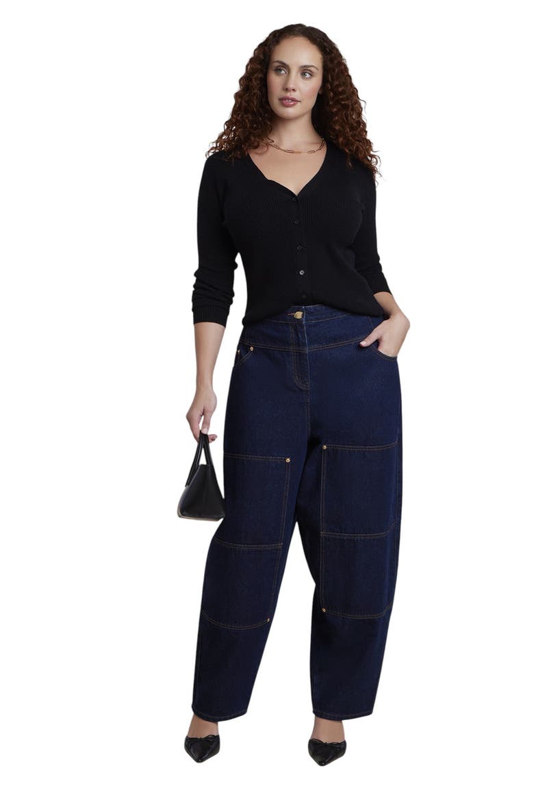 High Rise Pocket Barrel Jean (plus), Alternate, color, DARK RINSE