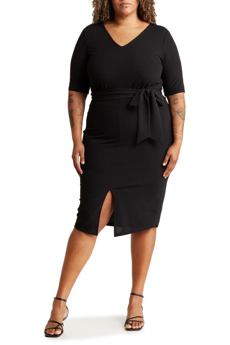 Mia Belted Dress, Main, color, BLACK