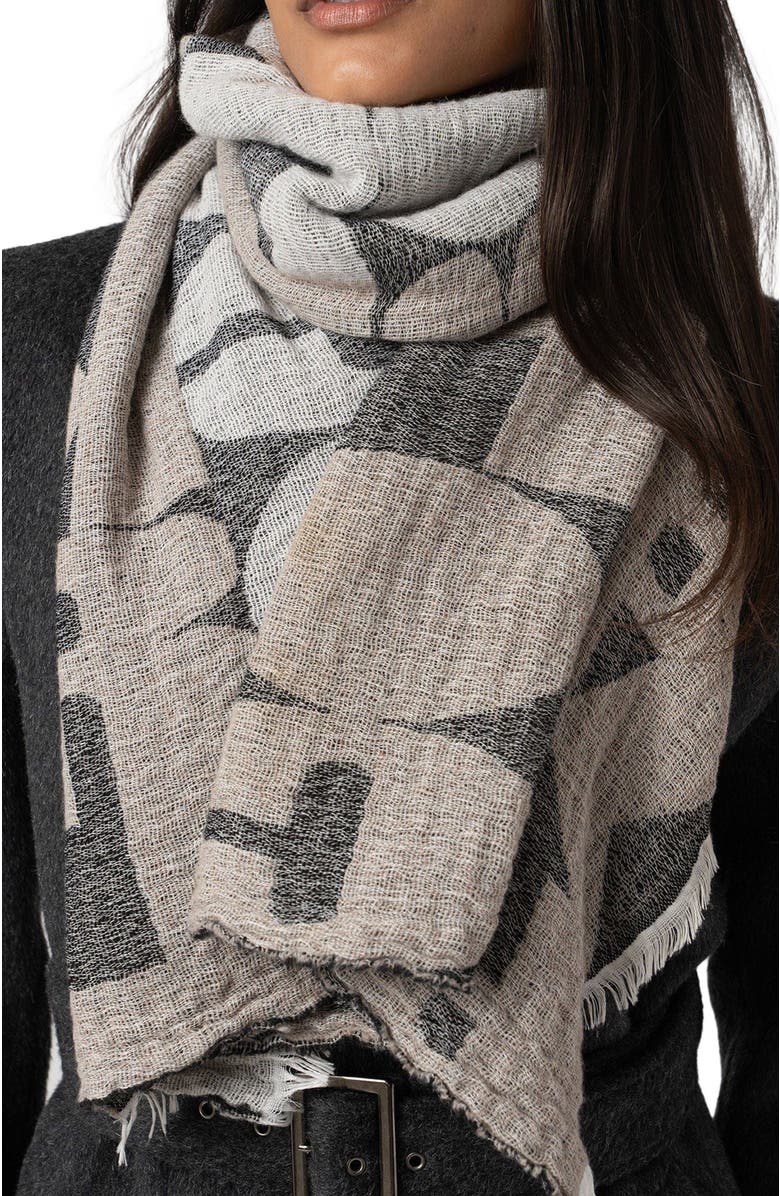 Saint + Sofia Abstract Rock Scarf, Alternate, color, Black/Cream