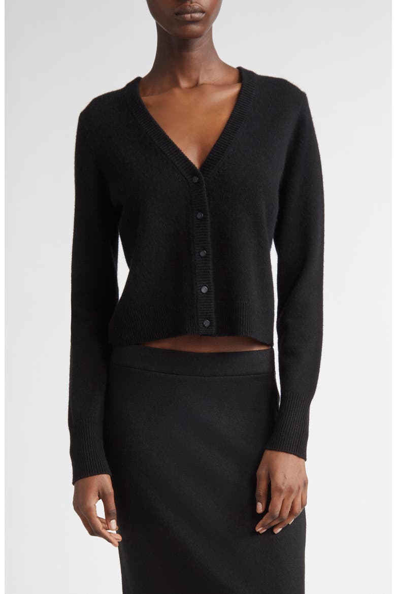 Wool & Cashmere Cardigan, Main, color, BLACK