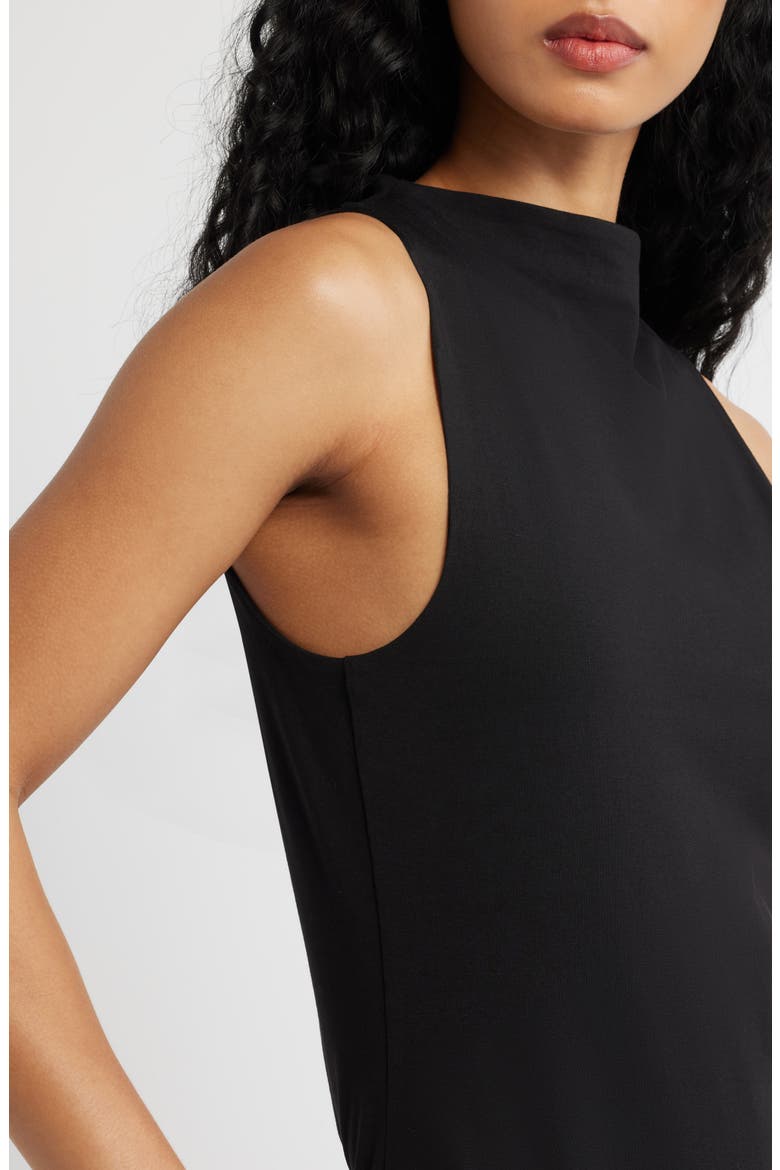 Drop Waist Mixed Media Maxi Dress, Alternate, color, BLACK