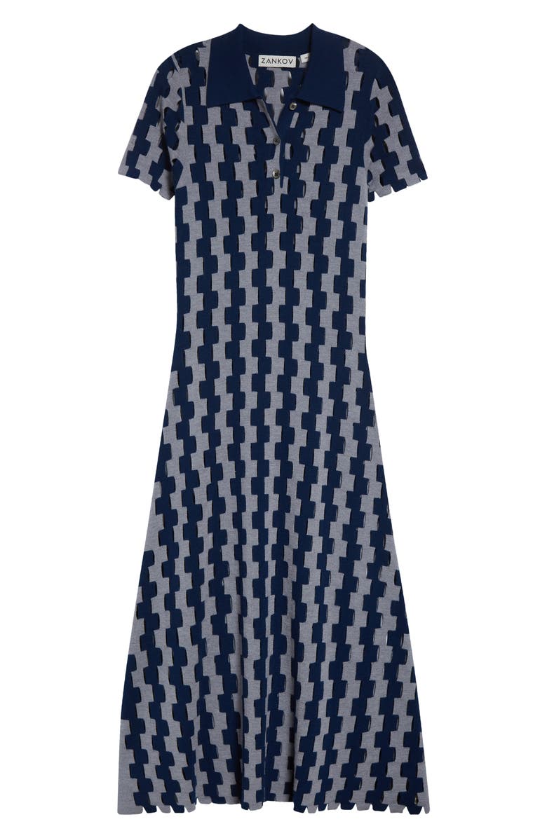 ZANKOV Margerite Puzzle Intarsia Collared Sweater Dress, Alternate, color, 