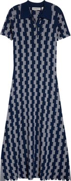 ZANKOV Margerite Puzzle Intarsia Collared Sweater Dress