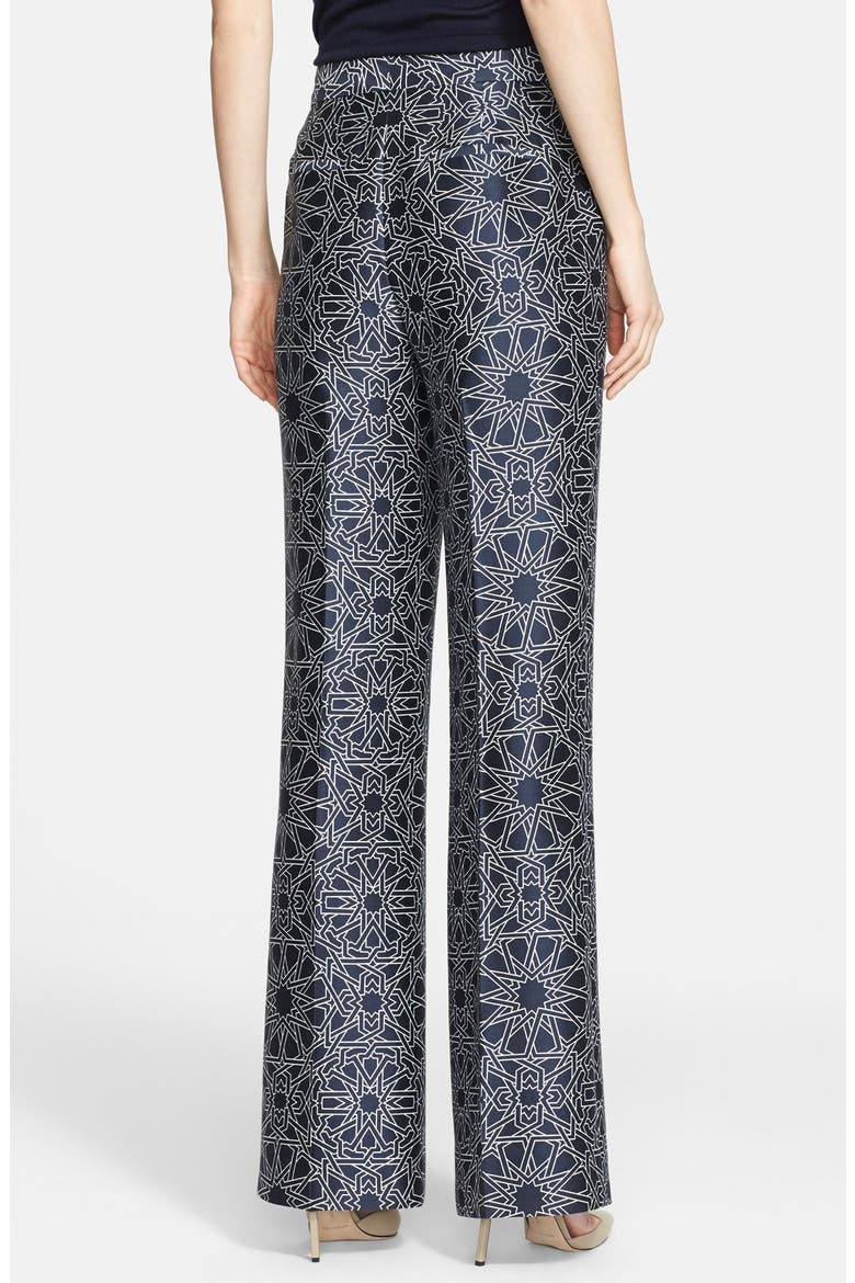 Geo Print High Waist Wool & Silk Pants, Alternate, color, NAVY INTERLOCK GEO PRINT