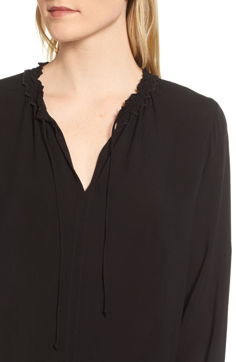 Velvet by Graham & Spencer Ruffle Tie Neck Top, Alternate, color, 