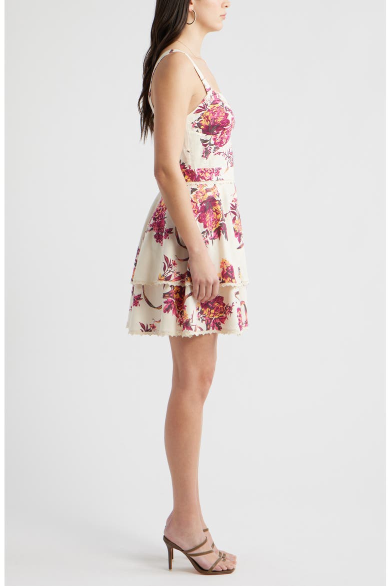 Lace Detail Floral Tiered Minidress, Alternate, color, BEIGE- PINK ANTOINETTE FLORAL