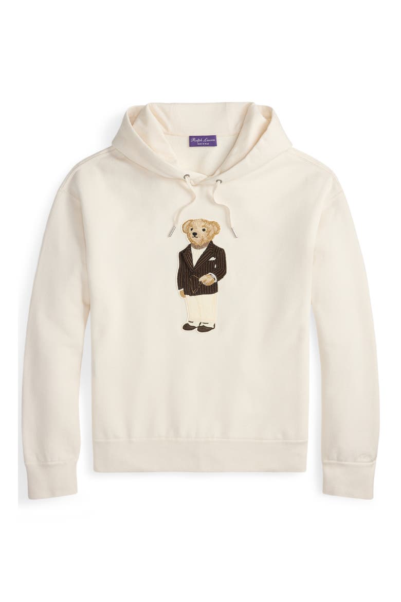 Felpa Bear Appliqué Cotton & Cashmere Hoodie, Alternate, color, CLASSIC CREAM