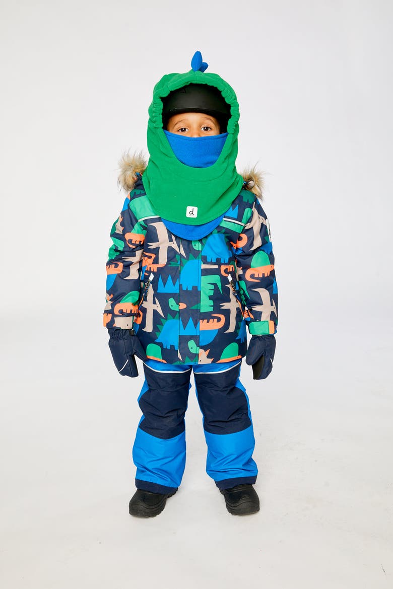 Dinosaur Discover Fleece Jacket Snow Pants Two Piece Snowsuit, Alternate, color, Blue Dinosaur Print