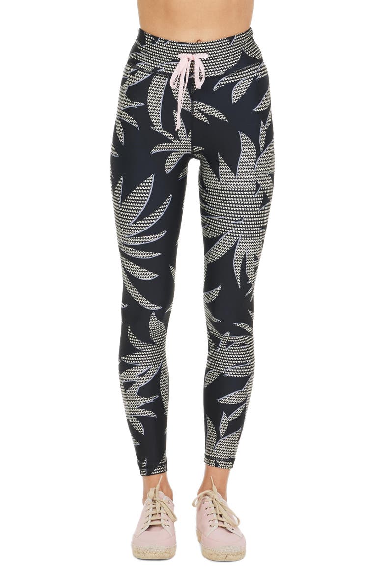 Palm High Waist Midi Leggings, Main, color, ABSTRACT