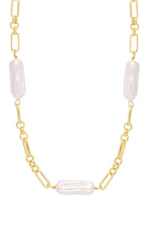 Athra Luxe Faux Pearl Paper Clip Chain Necklace
