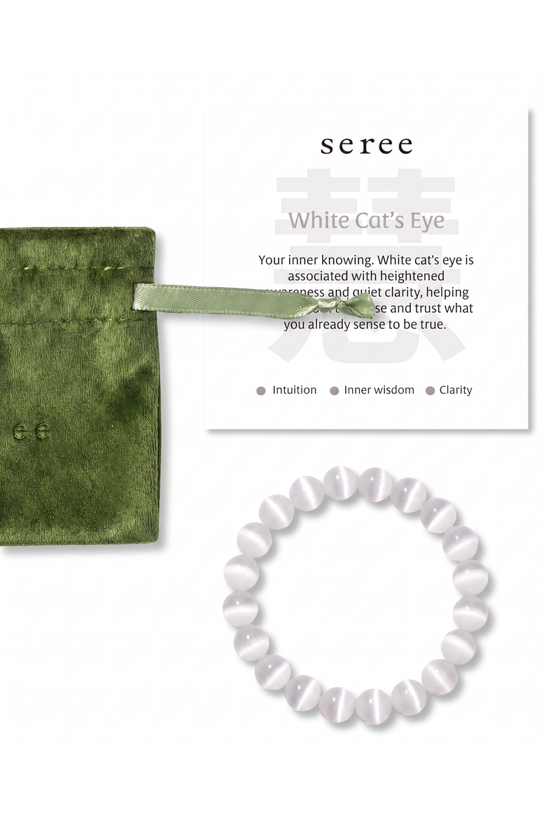 Manifest Intuition White Cat's Eye Beaded Bracelet, Main, color, White