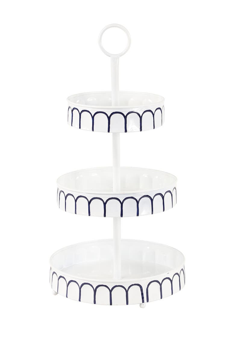 White Metal Farmhouse Tiered Server, Alternate, color, WHITE