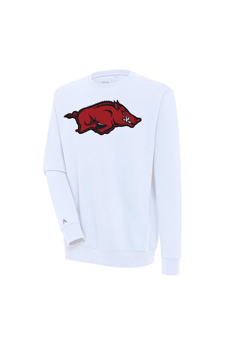 ANTIGUA Men's Antigua  White Arkansas Razorbacks Victory Pullover Sweatshirt, Main, color, 