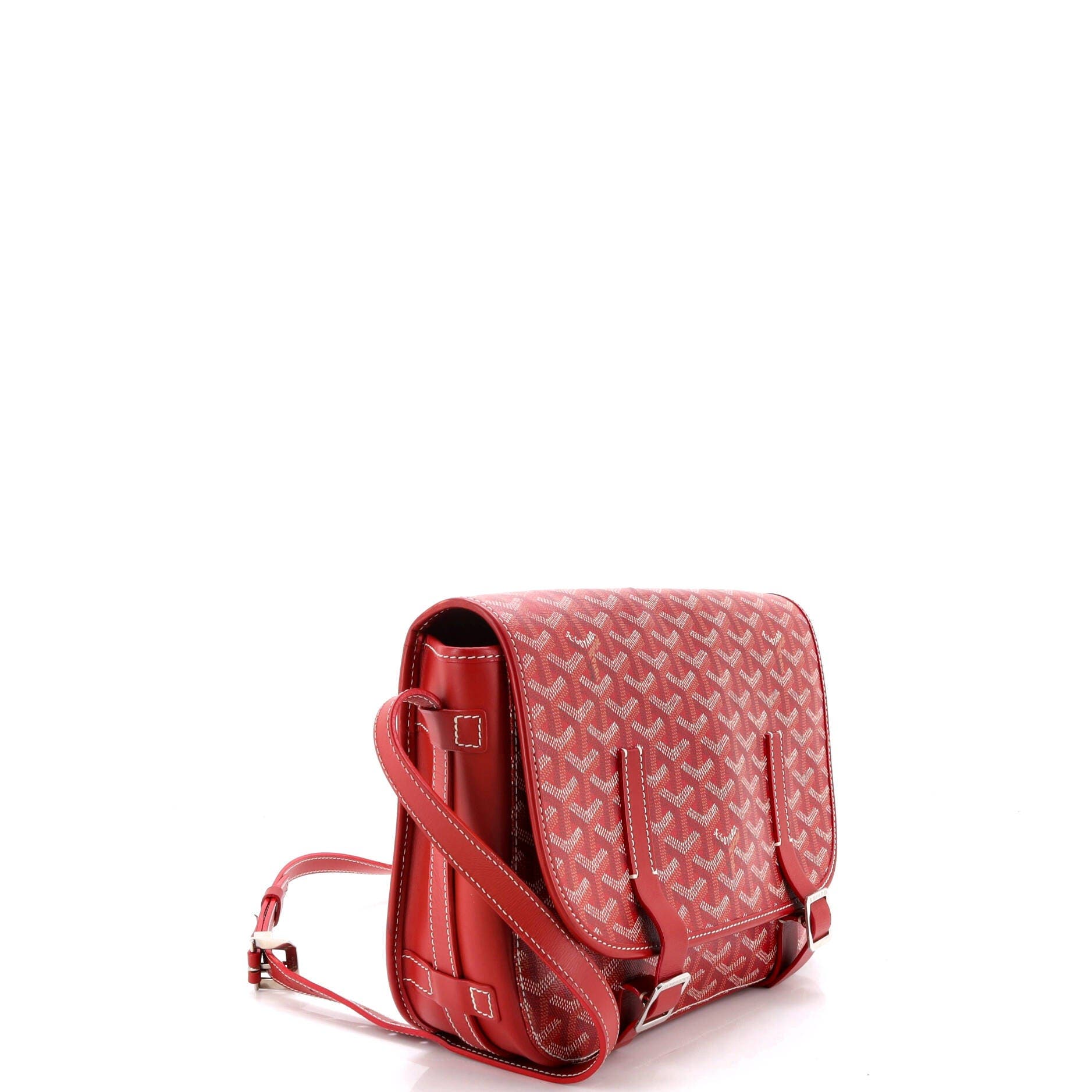 Pre-Owned Goyard Belvedere Messenger Bag Coated Canvas MM, Alternate, color, Red