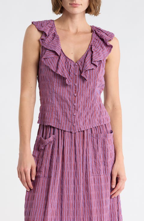 Ruffle V-Neck Sleeveless Top