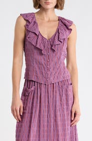 Melrose and Market Ruffle V-Neck Sleeveless Top