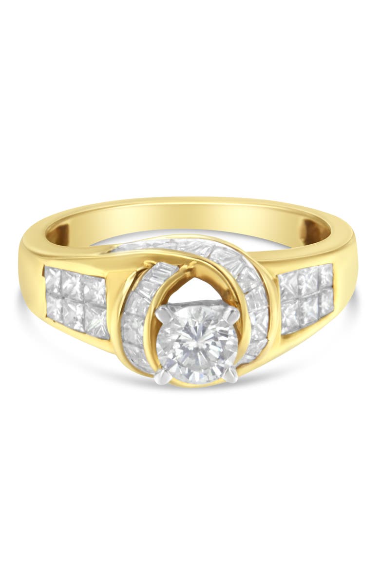 Haus of Brilliance 14K Gold 1 1/8Cttw Round Baguette and Princess Cut Diamond Ring, Main, color, Yellow Gold