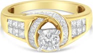 Haus of Brilliance 14K Gold 1 1/8Cttw Round Baguette and Princess Cut Diamond Ring