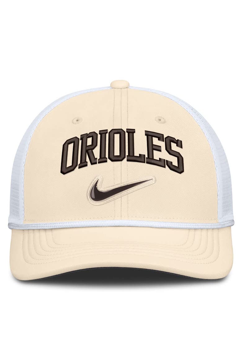 Men's Nike Natural/White Baltimore Orioles Rise Dri-FIT Trucker Adjustable Hat​, Alternate, color, Natural