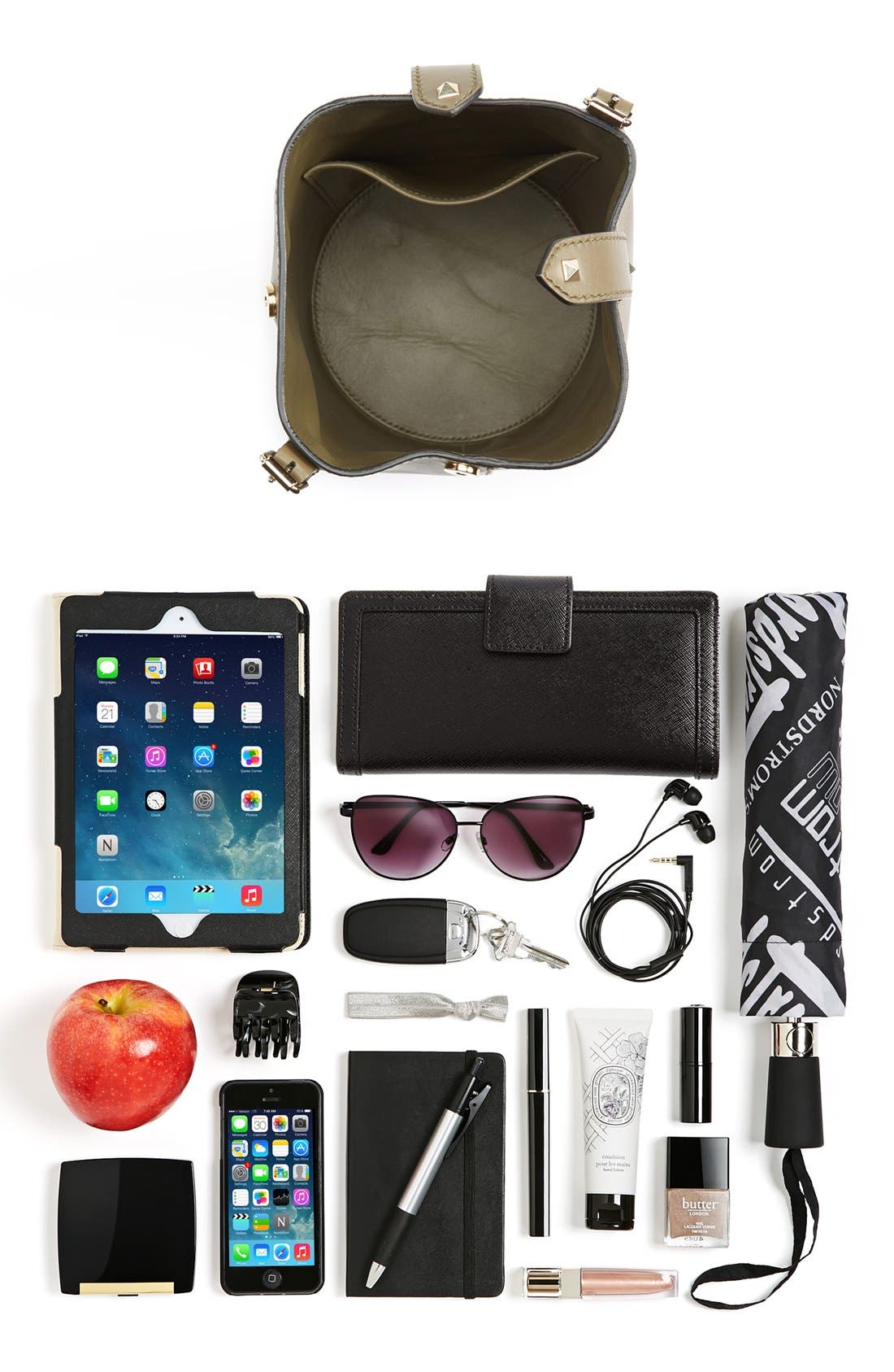 'Rockstud' Bucket Bag, Alternate, color, ARMY GREEN