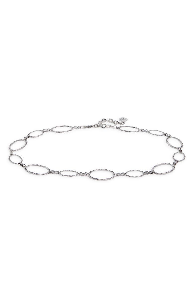 Vince Camuto Scalloped Edge Oval Link Metal Belt, Main, color, Antique Silver