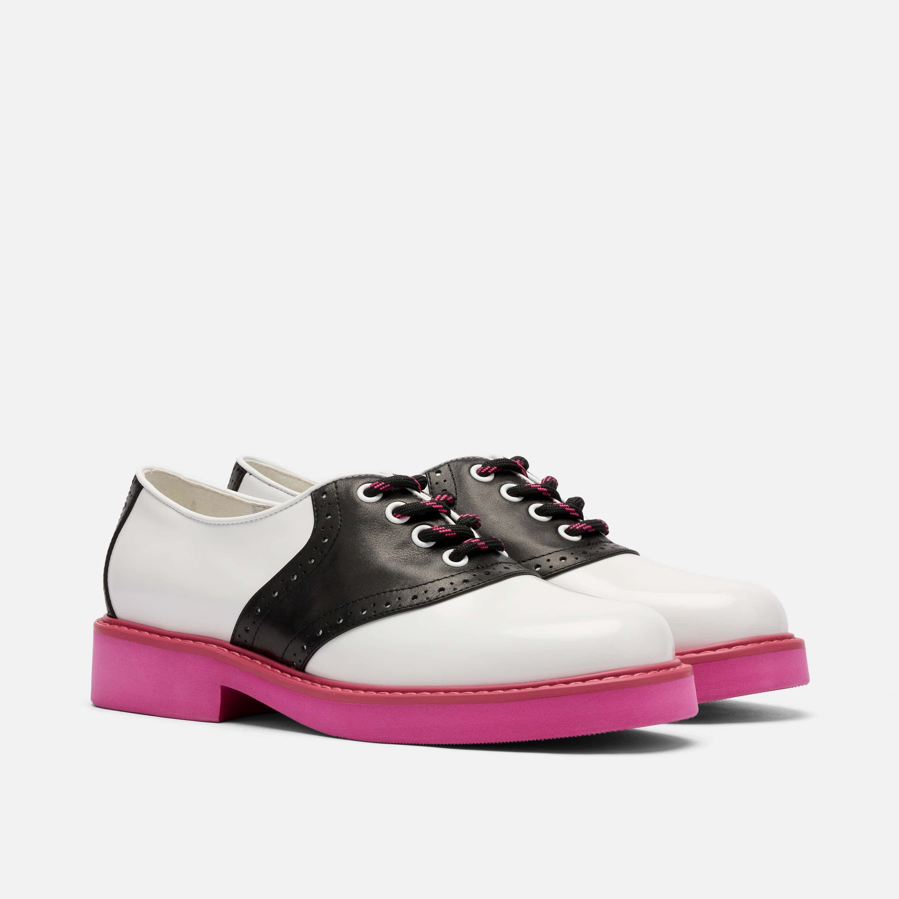 MARC NOLAN Demi Calf Leather Lug Oxfords, Alternate, color, White/Black