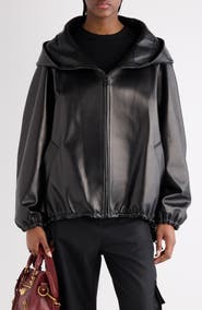 Balenciaga Relaxed Fit Smooth Leather Zip-Up Hoodie